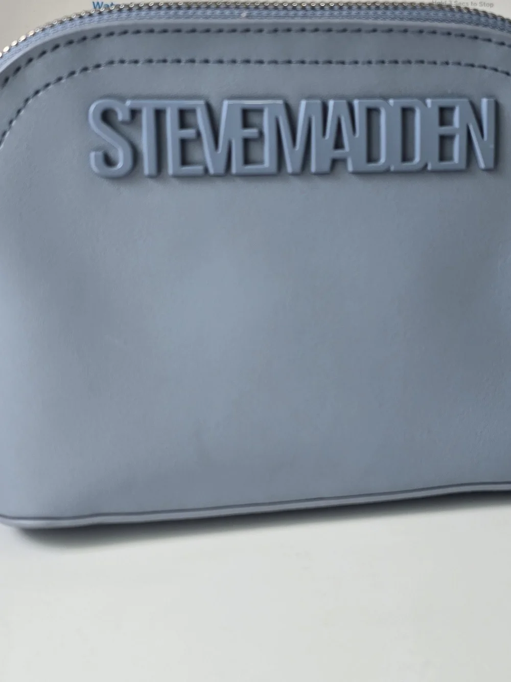 Steve Madden Powder Blue Cosmetic Pouch with Logo Detail